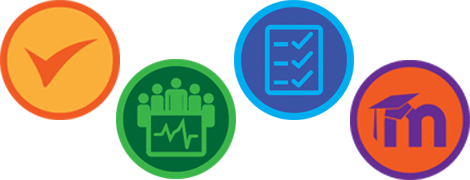 quatres exemples de badges Moodle