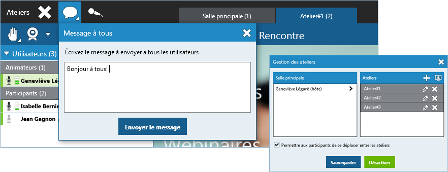 Plateforme eLearning Via : Interface ateliers