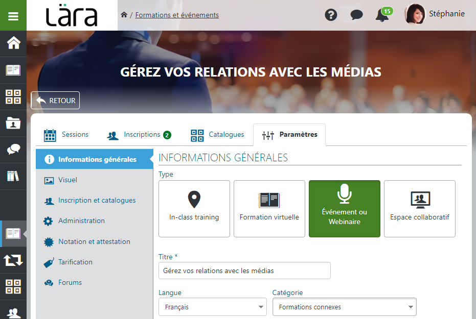 Exemple de création de formation Lära LMS