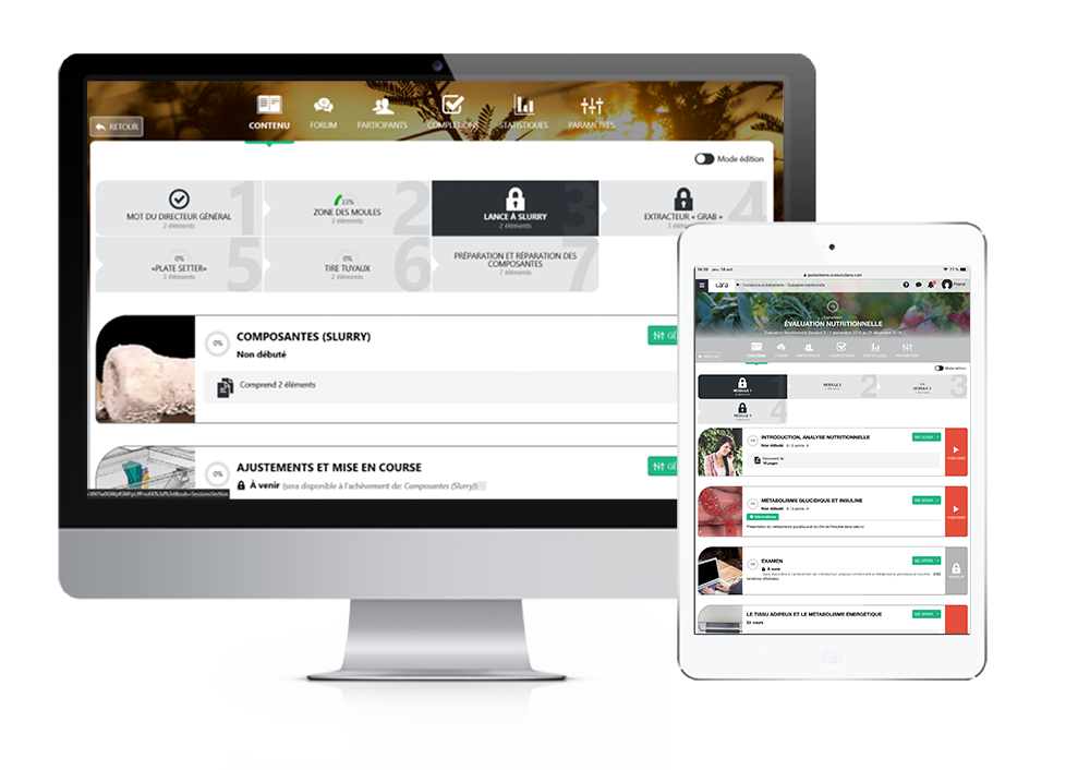 Parcours de formation Lära LMS ordinateur et tablette